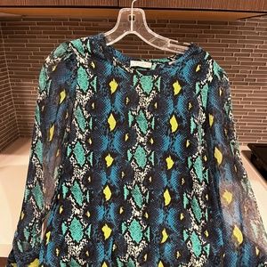NWOT Equipment Neon Python Silk Long Sleeve Blouse